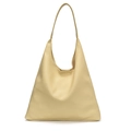 Grand sac cabas minimaliste en cuir grainé jaune crème doux pour femmes - Jaune