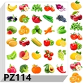 Variety pack of realistic fruit and vegetable stickers for classroom rewards and party favors - 10 Sheets/Pack (PZ114)