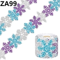 Bordi glitterati per bacheche con fiocchi di neve invernali in blu e viola - 7cm*10m (ZA99)