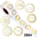 Transparent Christmas stickers roll with gold foil wreath and Merry Christmas labels - 1inch/2.5cm(ZB84)