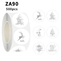 Macro view of 500 silver foil Christmas stickers with reindeer and snowflake patterns - Silver Christmas Style (ZA90)