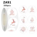 Detail view of 500pcs rose gold Christmas stickers with reindeer and tree patterns - Rose Gold Christmas Style (ZA91)