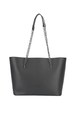 Borsa tote nera minimalista in pelle con manici a catena e design vintage spazioso - Nero