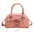 Borsa rosa con laccio incrociato ad occhielli chic e decorazione a fiocco moda - Rosa
