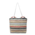 Large capacity straw tote bag with colorful stripes and white rope handles for beach summer - Multi-Color Geometric Stripe