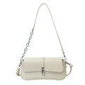 Chic off-white baguette bag with silver chain and adjustable strap in a minimalist style - Off White