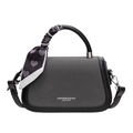 Fashionable grey and black contrast small square handbag with heart pattern scarf - Black