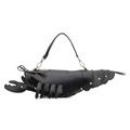Creative lobster-shaped crossbody bag in black PU leather with gold rivet details - Black