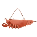 Cute lobster-shaped orange crossbody bag with gold rivet details and sleek PU leather finish - Brown