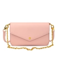Modische rosa kleine quadratische Tasche aus genarbtem Leder mit goldener Schulterkette - Rosa