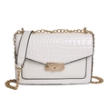 Sac bandoulière blanc élégant avec texture crocodile et boucle en métal doré pour femme - Blanc
