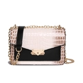 Sac à bandoulière rétro à motif crocodile noir et blanc avec une chaîne dorée - Kaki