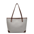 Minimalistische Tote Bag in Grau und Braun mit Gold-Hardware und hochwertiger Lederstruktur - Grau