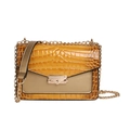 Retro mustard yellow crocodile pattern crossbody square bag with golden chain strap - Yellow
