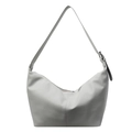 Light grey hobo shoulder bag with pebble grain texture and adjustable strap - Blue
