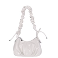 Bolso nube plisado blanco crema minimalista con cremallera corazón y asa con nudo - Blanco