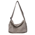 Brownish-grey canvas messenger bag with adjustable strap and large capacity - Gray