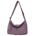 Minimalist purple canvas messenger bag with adjustable strap and side pocket - Purple