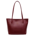Bolso tote de cuero de gran capacidad en color burdeos con letras doradas - Rojo