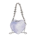 Mini borsa a tracolla a cuore in marmo viola con manico in perline d'argento lucido - Viola