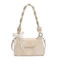 Chic beige underarm bag featuring a lace bow and a braided handle with a metal buckle - Off White