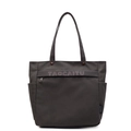 Minimalist canvas tote bag with letter print and large capacity for daily commuting - Dark Brown