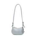 Hellblaue sichelförmige Schultertasche mit Knotendetails und silbernem Hundeanhänger - Mit Anhänger / Blau