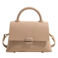Beige large capacity tote bag with smooth texture and adjustable shoulder strap - With Pendant / Khaki