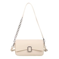 Chic cream-white underarm bag with lychee grain leather and silver chain strap details - Off White