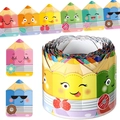 Colorful cartoon pencil bulletin board border stickers roll for classroom decoration - Expression Pencil Pattern (ZA45) / 7cm x 10m