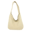 Borsa tote in tela lavata beige minimalista con ampi spallacci e spazio interno - Cachi