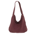 Grande borsa tote in tela lavata bordeaux con tracolla larga e stile casual - Rosso
