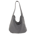 Dark grey washed canvas hobo bag with wide shoulder strap for casual daily use - Gray