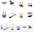 Detail of 8 cartoon ghost sticker patterns including witch hat and pumpkin designs on a roll - ZA56 (3cm)