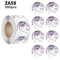 Roll of 500 floral Thank You stickers with purple butterflies for gift packaging - Round Purple Floral Butterfly Style (ZA58) / 2.5cm