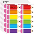 Rainbow pencil-shaped name labels for school supplies with customizable print - Multicolor Pencil Style (PZ97) / 10 Sheets