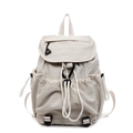 Cream nylon drawstring backpack with flap cover and outdoor buckle detail - Off White