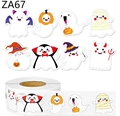 Rotolo di adesivi di Halloween con otto motivi diversi di fantasmi e zucche cartoni - Stile della Serie Fantasma (ZA67)