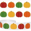 Rotolo di adesivi a zucca per decorazioni di Halloween con contorni dorati in quattro colori - Design Zucca di Halloween (ZA40)