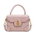 Sac à main rose en similicuir avec boucle dorée et bandoulière amovible pour femmes - Rose