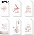 Detail of rose gold foil Christmas gift tags with reindeer and snowflake patterns - Rose Gold Foil Style (DP97)
