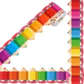Close-up of rainbow pencil chalkboard border stickers for classroom wall decorations - Funny Realistic Pencil Style (ZA49) / 7cm x 10m