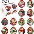 500 Stück Weihnachtsaufkleber-Rolle mit 12 Vintage-Designs wie Weihnachtsmann und Rentier - 1 Rolle/1 Zoll-2.5cm(ZA75)