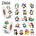 Rollo de 500 pegatinas de pingüinos animados para niños con temas de deportes de invierno - 500 Por Rollo (ZA66)