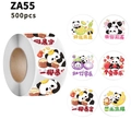 500 Stück Cartoon Panda Aufkleber Rolle mit Fruchtmotiven für Umschläge und Geschenke - Panda Aufkleber (ZA59; 2.5cm/500pcs)