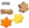 Detailed view of maple leaf paper gift tags in brown yellow and orange with twine - Brown Yellow Orange Set (DP88)
