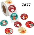 Detail van 500 kerststickers op rol met kerstman- en rendiermotieven voor vakantie - 1.2 Inch / 2.5 cm (ZA77)