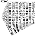 Detailed view of layered cartoon facial expression stickers in black and white minimalist style - Black And White Sketch Expressions Style (PZ100) / PZ100