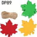 Autumn maple leaf paper gift tags in red yellow green colors with natural jute twine - Red Yellow Green Set (DP89)