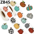 Rolle mit 500 herbstlichen Kürbis-Aufklebern in 16 Designs für Thanksgiving-Deko - 1,2 Zoll / 3 cm (ZB45)
